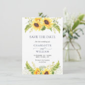 Elegant Waterverf Zonnebloemen Eucalyptus Weddensc Save The Date (Staand voorkant)