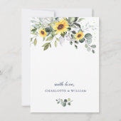Elegant Waterverf Zonnebloemen Eucalyptus Weddensc Save The Date (Achterkant)