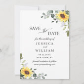 Elegant Waterverf Zonnebloemen Eucalyptus Weddensc Save The Date (Achterkant)