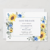 Elegant Waterverf Zonnebloemen Eucalyptus Weddensc Save The Date (Voorkant)