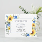 Elegant Waterverf Zonnebloemen Eucalyptus Weddensc Save The Date (Staand voorkant)