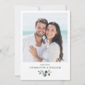 Elegant Waterverf Zonnebloemen Eucalyptus Weddensc Save The Date (Achterkant)