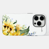 Elegant Waterverf Zonnebloemen, gepersonaliseerd Case-Mate iPhone Case (Achterkant (horizontaal))