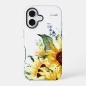 Elegant Waterverf Zonnebloemen, gepersonaliseerd iPhone 16 Hoesje (Achterkant)