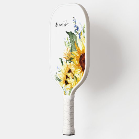 Elegant Waterverf Zonnebloemen, gepersonaliseerd Pickleball Paddle (Links)