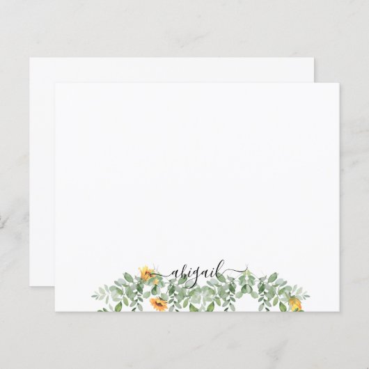 Elegant Waterverf Zonnebloemen in Foliage Custom (Voorkant / Achterkant)