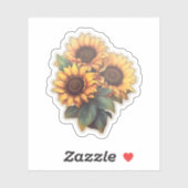 Elegant Waterverf Zonnebloemen Sticker (Vel)