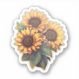 Elegant Waterverf Zonnebloemen Sticker