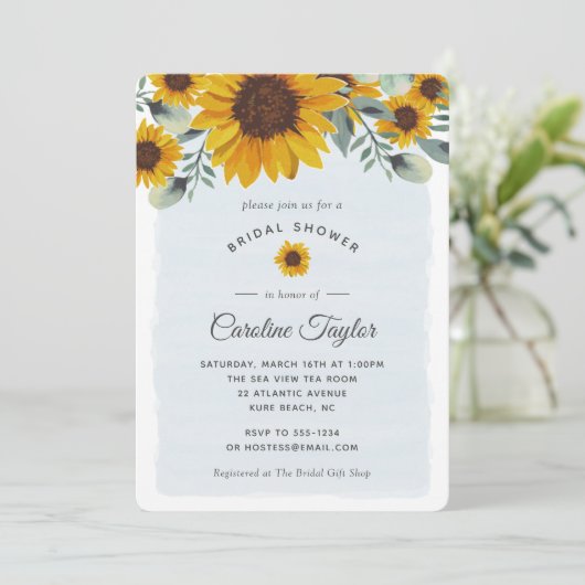 Elegant Waterverf Zonnebloemen Vrijgezellenfeest Kaart (Staand voorkant)