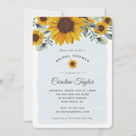 Elegant Waterverf Zonnebloemen Vrijgezellenfeest Kaart (Voorkant)