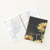 Elegant Waterverf Zonnebloemnaam Recipbook Notitieboek (Binnen)