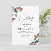 Elegant Waterverfbes Bruiloft. Botanische Tuin Kaart (Staand voorkant)