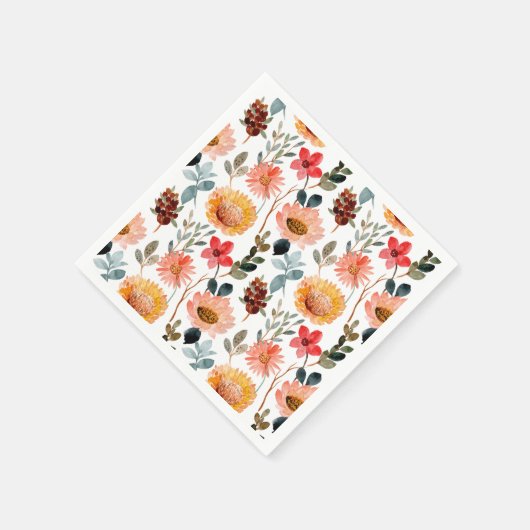 Elegant Watervlek Herfst Bloemen Patroon Herfst  Servet (Hoek)