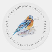 Elegant Watervogel Blauw Vogeltje Retouradres Ronde Sticker (Voorkant)