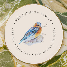 Elegant Watervogel Blauw Vogeltje Retouradres Ronde Sticker