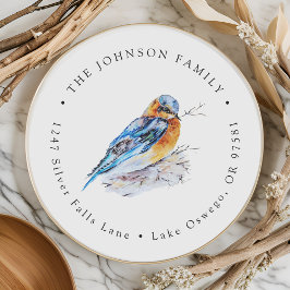 Elegant Watervogel Blauwe Vogel Retouradres Ronde Sticker
