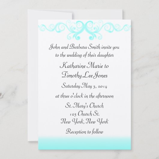 Elegant Waves Wedding Kaart (Voorkant)