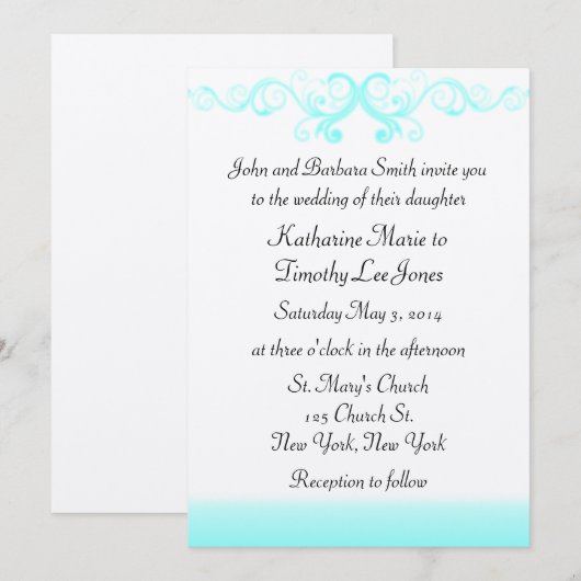 Elegant Waves Wedding Kaart (Voorkant / Achterkant)