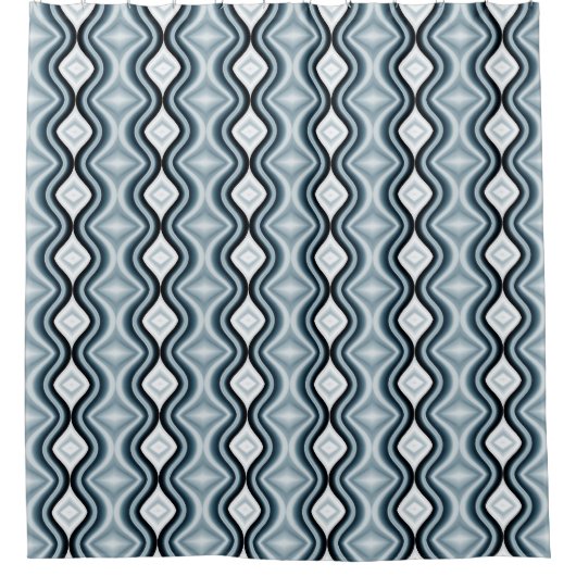 Elegant Wavy Blue Pattern Douchegordijn (Voorkant)