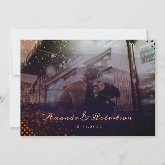 Elegant Wavy Burgundy Overlay Photo Wedding Kaart (Voorkant)