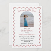 Elegant Wavy Frame Bridal Shower Photo Invitation Kaart (Voorkant / Achterkant)