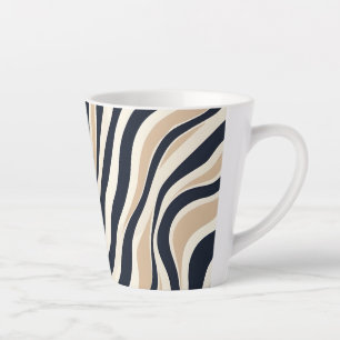 Elegant Wavy Stripe Neutraal Beige houtskoolpatroo Latte Mok