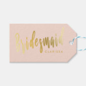 Elegant wazig roze en goudbruidsmeisje cadeaulabel (Voorkant (Horizontaal))