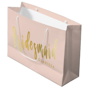 Elegant wazig roze en goudbruidsmeisje groot cadeauzakje