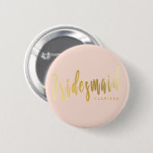 Elegant wazig roze en goudbruidsmeisje ronde button 5,7 cm (Voorkant /achterkant)