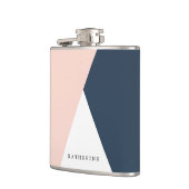 Elegant wazige roze en marinesblauwe geometrische  heupfles (Links)