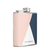 Elegant wazige roze en marinesblauwe geometrische  heupfles (Rechts)