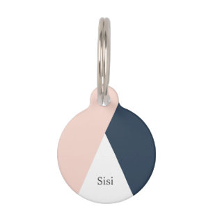 Elegant wazige roze en marinesblauwe geometrische huisdierpenning