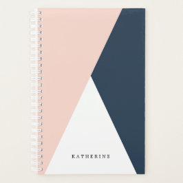 Elegant wazige roze en marinesblauwe geometrische  planner