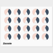 Elegant wazige roze en marinesblauwe geometrische ronde sticker (Vel)