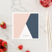 Elegant wazige roze en marinesblauwe geometrische  servet (Insitu)