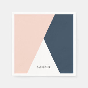 Elegant wazige roze en marinesblauwe geometrische  servet