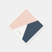 Elegant wazige roze en marinesblauwe geometrische  servet (Hoek)