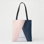 Elegant wazige roze en marinesblauwe geometrische  tote bag (Voorkant)