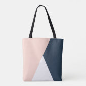 Elegant wazige roze en marinesblauwe geometrische  tote bag (Achterkant)