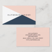 Elegant wazige roze en marinesblauwe geometrische  visitekaartje (Voorkant / Achterkant)
