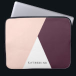 Elegant wazige roze en stevige geometrische drieho laptop sleeve<br><div class="desc">Een minimalistisch en modern design dat een wazig roze,  witte en bruine kleurenblok voorstelt.</div>