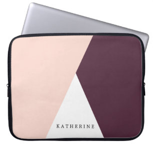 Elegant wazige roze en stevige geometrische drieho laptop sleeve