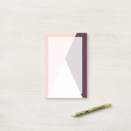 Elegant wazige roze en stevige geometrische drieho post-it® notes (Op bureau)