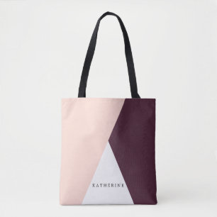Elegant wazige roze en stevige geometrische drieho tote bag
