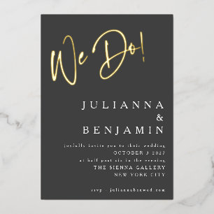 Elegant We Do Modern All In One Trouwdag Zwart Gou Folie Uitnodiging