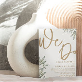 Elegant We doen Botanische en Gold Script Weddensc Kaart