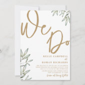 Elegant We doen Botanische en Gold Script Weddensc Kaart (Voorkant)