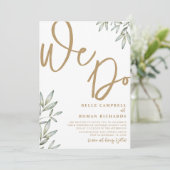 Elegant We doen Botanische en Gold Script Weddensc Kaart (Staand voorkant)