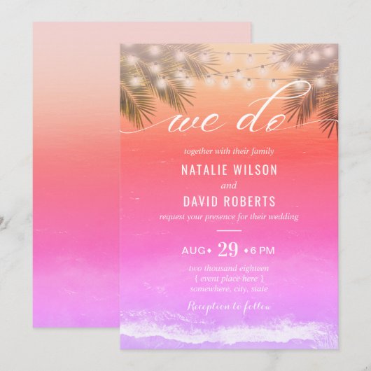 Elegant we doen een soennitisch tropisch palmstran kaart (Voorkant / Achterkant)