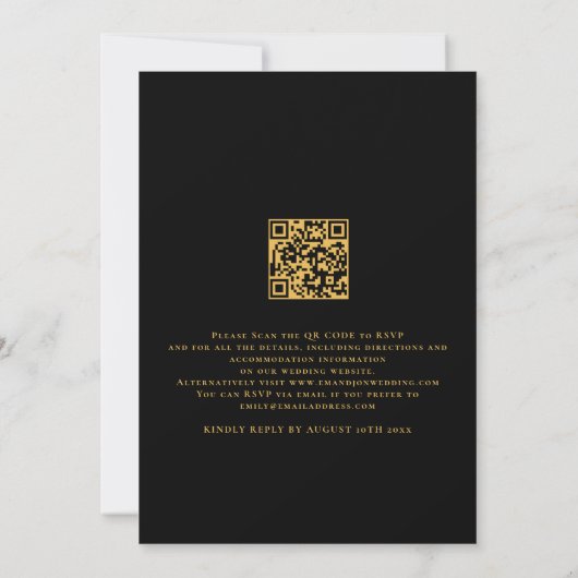 Elegant We doen een zwart Golden Script QR-code-hu Kaart (Achterkant)